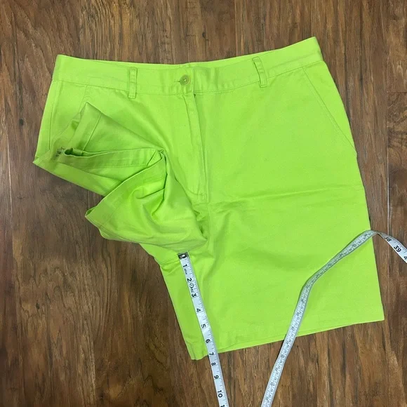 Ralph Lauren Cotton Shorts Neon Green with Pockets Preppy Luxury - Picture 10 of 12